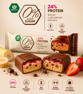 PROTEIN TYČÍNKA BANÁN S JAHODOVÝM KRÉMEM